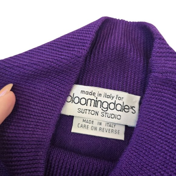 Bloomingdales Sutton Studio Purple Wool Turtleneck Sweater Made In Italy Women M - Picture 4 of 5